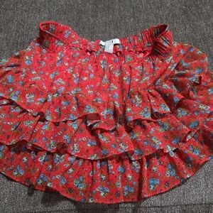 Forever 21 Red Floral Mini Skirt